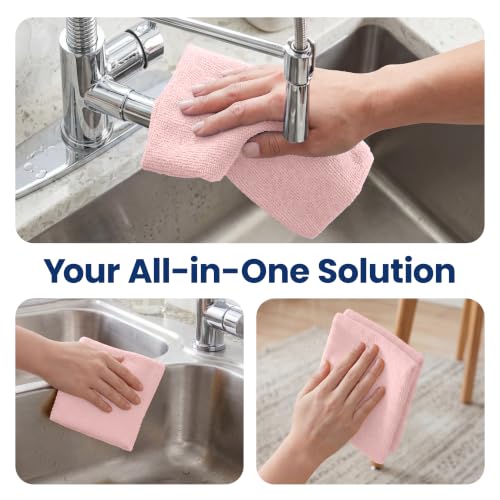 Microfiber Cleaning Cloth Roll (75 Count (Pack of 1) / Pink)