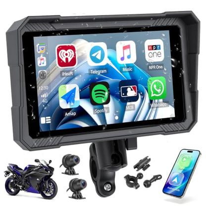 5" Motorcycle Carplay Screen with Dual Dash Cam