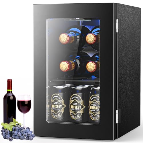 Wine Cooler Refrigerator with Glass Door (Black)