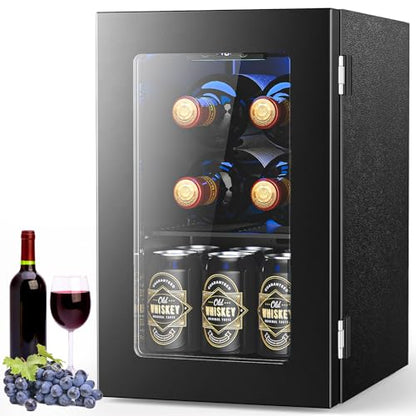 Wine Cooler Refrigerator with Glass Door (Black)