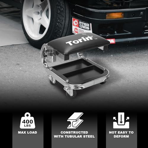 AR7451B Torin Heavy Duty Rolling Creeper Garage (Creeper seat-400lbs-Black)