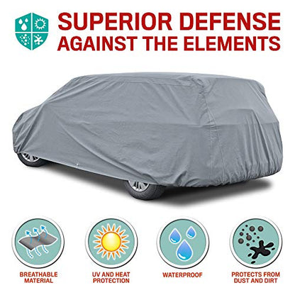 4-Layer 4-Season Auto (Waterproof Outdoor UV Protection for Heavy Duty Use Full Car Cover for Vans, Suvs, Crossovers up to 200") (200" (L) x 77" (W) x 60"(H))