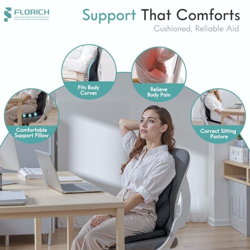 Car Seat Cushion and Lumbar Support Pillow for Office Chair Car (Black / 2Pcs)
