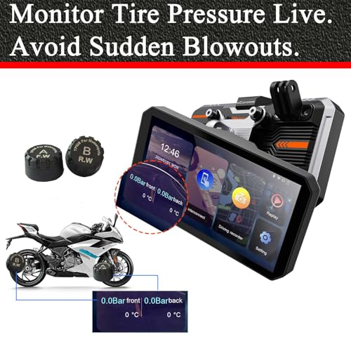 BODIMIA 7" Motorcycle Dash Cam with Camera (7‘’ Motorcycle Dash Cam + Dual Camera & TPMS)