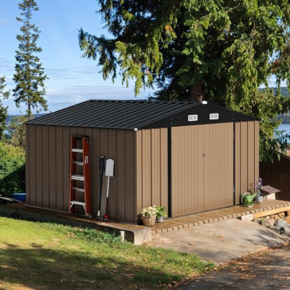 10x10 FT Outdoor Storage Shed (Brown / 10x10 FT)