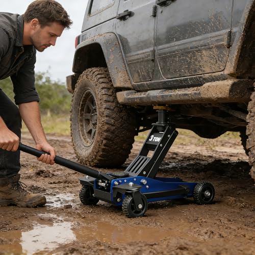 3 Ton Off Road Jack with Big Wheels (3 Ton Off Road / Blue and Black)