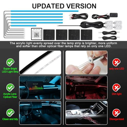 Acrylic Interior Car LED Strip Light with Wireless APP (RGB Color 10 in 1)