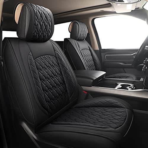 Car Seat Covers for Dodge Ram 2 Pcs Front (2 PCS Front,Black)