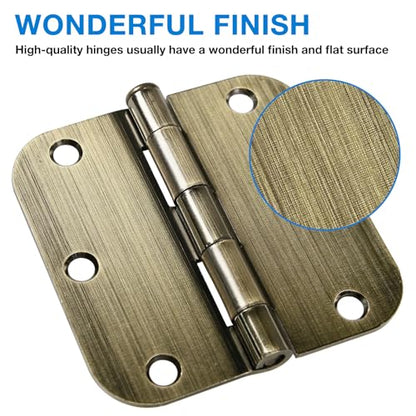 Rounded Door Hinges 3.5" X 3 1 (Antique Brass-Rounded / 18 Pack)