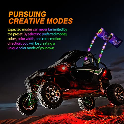 2PCS 4FT RGB LED Whip Lights APP & Remote Control (RGB-Quick Connect Base / 4FT -2PCS)