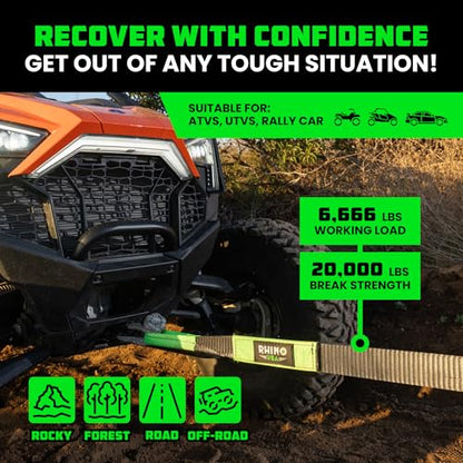 Offroad Recovery Tow Strap (Black / 2in x 20ft)