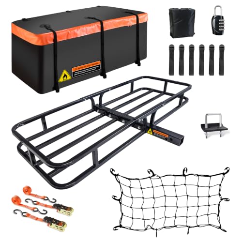 Hitch Mount Cargo Carrier Rack Basket 53"*19"*5"+Waterproof Bag 9 Cu.Ft (53"x19"x5")
