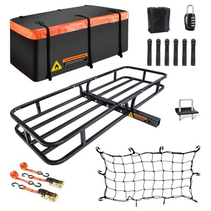 Hitch Mount Cargo Carrier Rack Basket 53"*19"*5"+Waterproof Bag 9 Cu.Ft (53"x19"x5")