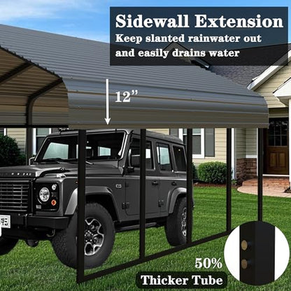 Heavy Duty Metal Carport 20x20 FT Galvanized Steel Carport Shelter for 2 Car Extra Large Canopy for Dual Vehicle (20x20 FT)