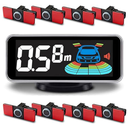 Parktronic 4 Parking Sensors Kit Reverse Backup Radar System PDC Rea View with Sound Warning Ultrasonic Distance Detection for Car Vehicle Garage Automobile (Black-)