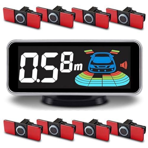 Parktronic 4 Parking Sensors Kit Reverse Backup Radar System PDC Rea View with Sound Warning Ultrasonic Distance Detection for Car Vehicle Garage Automobile (Black-)