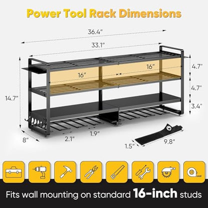 Large Power Tool Organizer Wall Mount (Black)