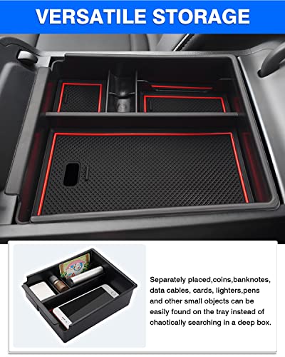 Center Console Organizer for 2022 2023 2024 Hyundai Tucson Accessories Armrest Storage Box Secondary Insert Tray with 2 Color Mats (2022-2024 Hyundai Tucson)