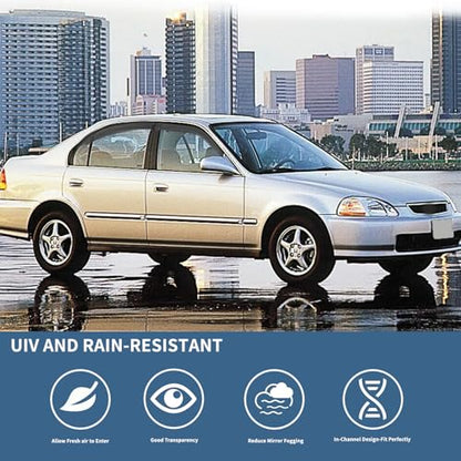 4PCS Rain Guards Window Visors Wind Deflector Fits for 1996 (For 1996-2000 Honda Civic)