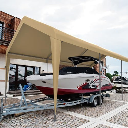 Carport 10x20 Heavy Duty Metal Carport Canopy (Begie / 10'×20')