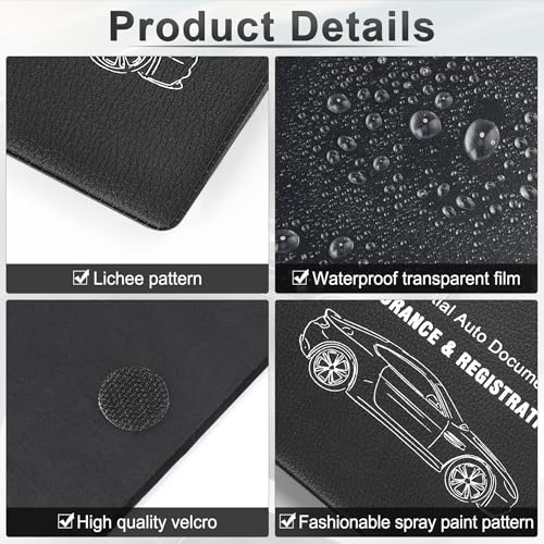 Car Registration and Insurance Card Holder (Lychee pattern Black)