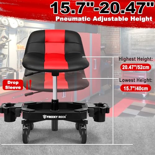 Rolling Stool with Wheels (Red)