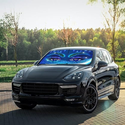 Hello Girl Gorgeous Eyelash Car Windshield Sun Shade Umbrella Sunshade Block UV Rays Sun Visor Protector Auto Windshield Sunshade to Keep Vehicle Cool for Cars Trucks & Suvs 57 X 30 in (57'' X 30'' / style-AB17)