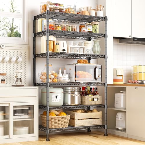 6 Tier Storage Shelves Metal Shelving for Storage Load 1000 LBS (6 Tier-14"D x 24"W x 71"H)