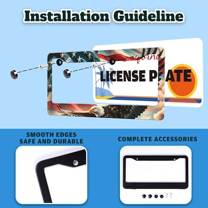 American Flag Eagle License Plate Frame Patriotic License Plate Holder (American Flag Eagle)
