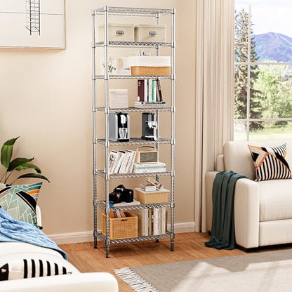 8 Tier 2000 lbs Storage Rack Metal Wire Shelving Unit (8 tier 13.8" D x 23.6" W x 79.5" H / Chrome)