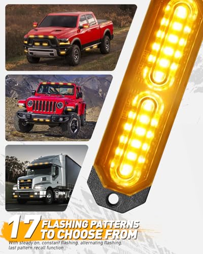 8pcs 12 LED Strobe Grille Lights Surface Mount Hazard Lights (Amber)
