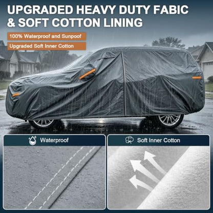 16 Layers SUV Car Cover Waterproof All Weather Heavy Duty (2 SUV Car Cover / 2 Fit SUV Jeep Length 174-183 inch)