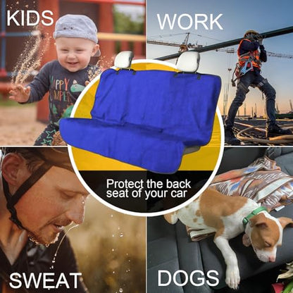 Back Seat Cover for Car Trucks Van SUV Jeep (Rear Bench Seat Towel / Blue)