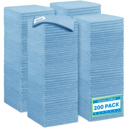 Blue Microfiber Cleaning Cloth 200PK (Blue / 12.5 x 12.5 Inch)