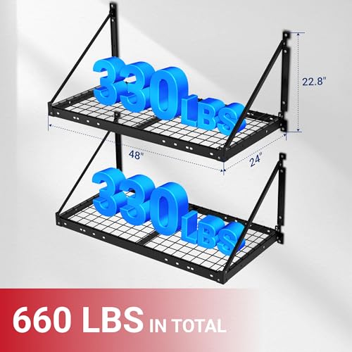 2 Pack 2x4 ft Wall Shelving Garage Storage Rack