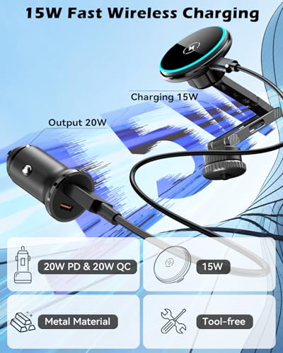Extended 15W Magnetic Wireless Car Charger Phone Mount for Ford Bronco 2021 (Extended)
