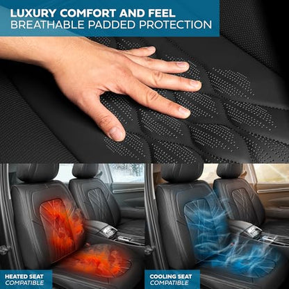 Curated Mosaic Leather Seat Covers for Cars & SUVs (Black (Mosaic) / Front Seats)