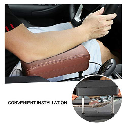 Auto Car Armrest Extender Support Elbow & Forearm Arm Wrist Rest Support Adjustable Height Comfort Pad Universal Fit for Most Car Models Center Console (Brown)