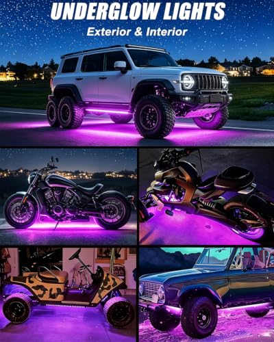 12.5In 12V Led Light Strip for Car Motorcycle Golf Cart Pink 4Pack (Pink Led Strip)
