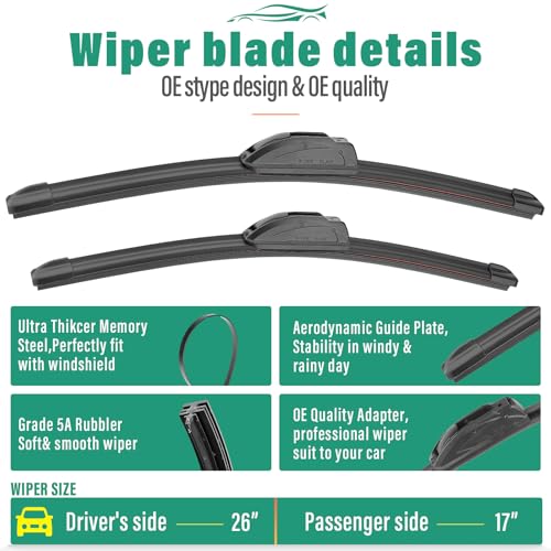 Windshield Wiper Blades Replacement for Subaru Forester Outback (26"/17"/14")