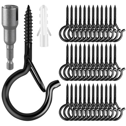 96 PCS Q Hanger Hooks with Safety Buckle (Black / 96 Pcs)