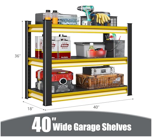40" W Garage Shelving Heavy Duty (40"W×18"D×36"H / Yellow)
