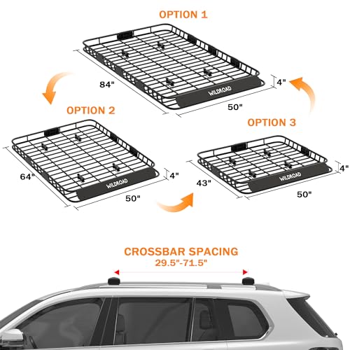 Rooftop Cargo Carrier Combo Roof Rack Cargo Basket 84" x 50" x 4" (84" x 50" x 4")