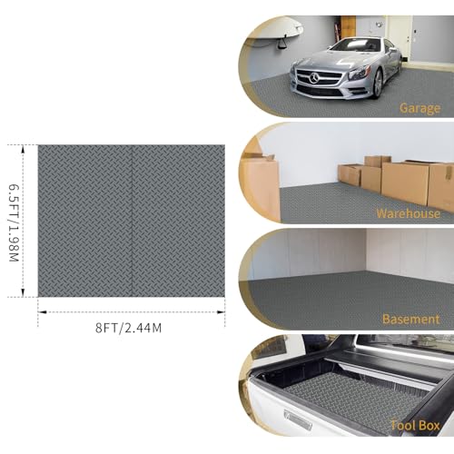 2Rolls 4x6.5FT Garage Floor Mat (2Rolls x 4 x 6.5FT / Grey Diamond)