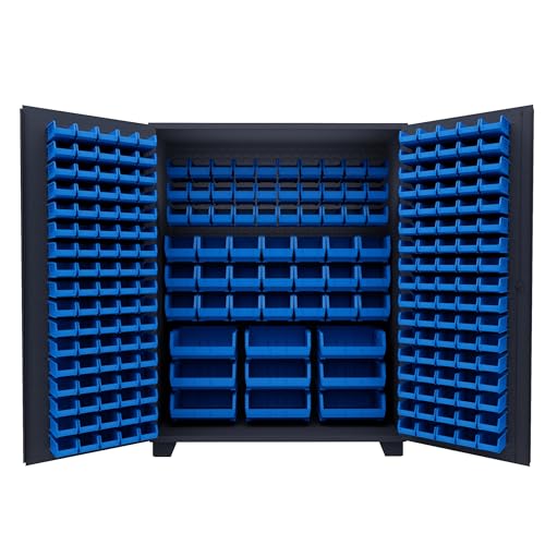 Tool Storage Cabinet with Bin Mounts (Blue / 230 bins, 60" W x 24" D x 78" H)