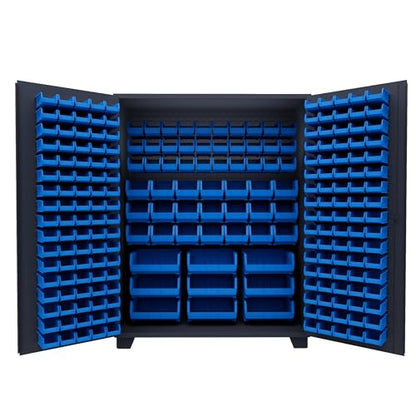 Tool Storage Cabinet with Bin Mounts (Blue / 230 bins, 60" W x 24" D x 78" H)