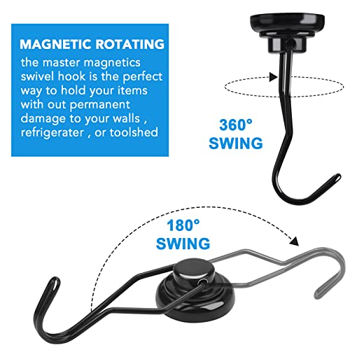 Magnetic Hooks 10 Pack 80Lbs Heavy Duty Neodymium Magnet Hook (Black / 1×2.66 in)