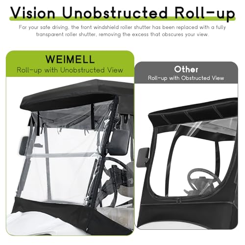 Golf Cart Enclosure 4 Passenger for Club Car Tempo Onward 88" Roof (Fit for Tempo Onward 4 Passenger Extended Roof / Black)