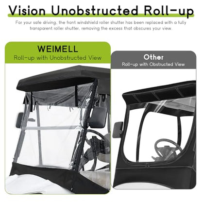Golf Cart Enclosure 4 Passenger for Club Car Tempo Onward 88" Roof (Fit for Tempo Onward 4 Passenger Extended Roof / Black)