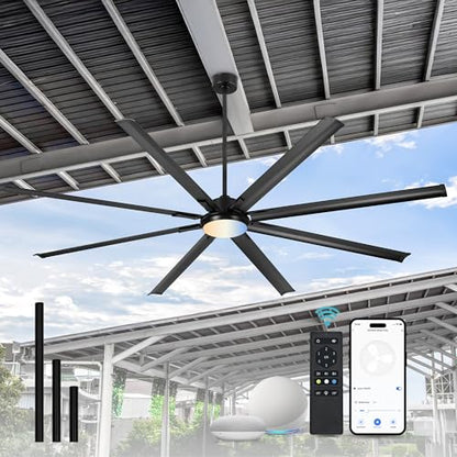 96 Inch Industrial Ceiling Fan with Light (Matte Black / 96 Inch)